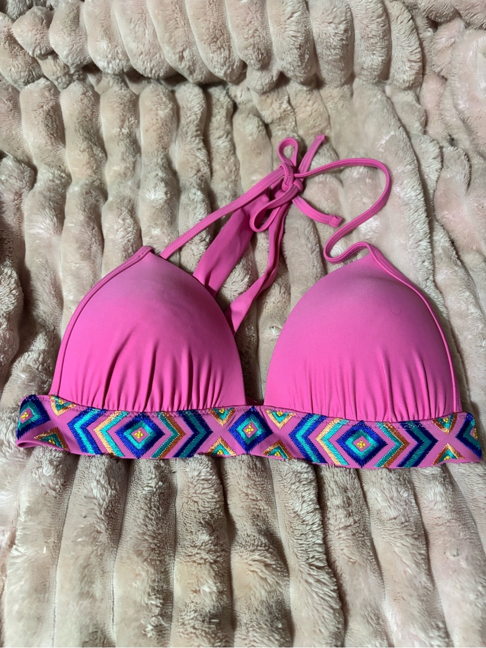 Aerie NWOT Pink Embroidered Triangle Bikini Set Size Small - Picture 6 of 8